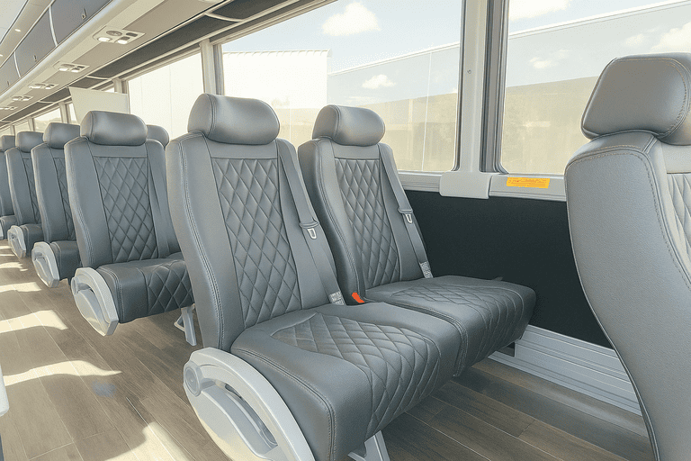 interior of South Bend Shuttle Bus Rentals charter bus